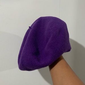 Purple beret hat